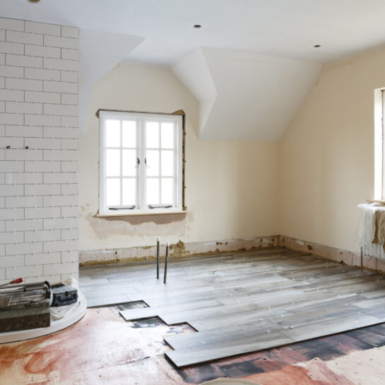 Bathroom refit tiling Bathroom ripout and tiling before a remodeling, refit and refurbishment
